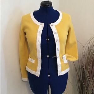 Yellow & White Preppy Banana Republic Cardigan